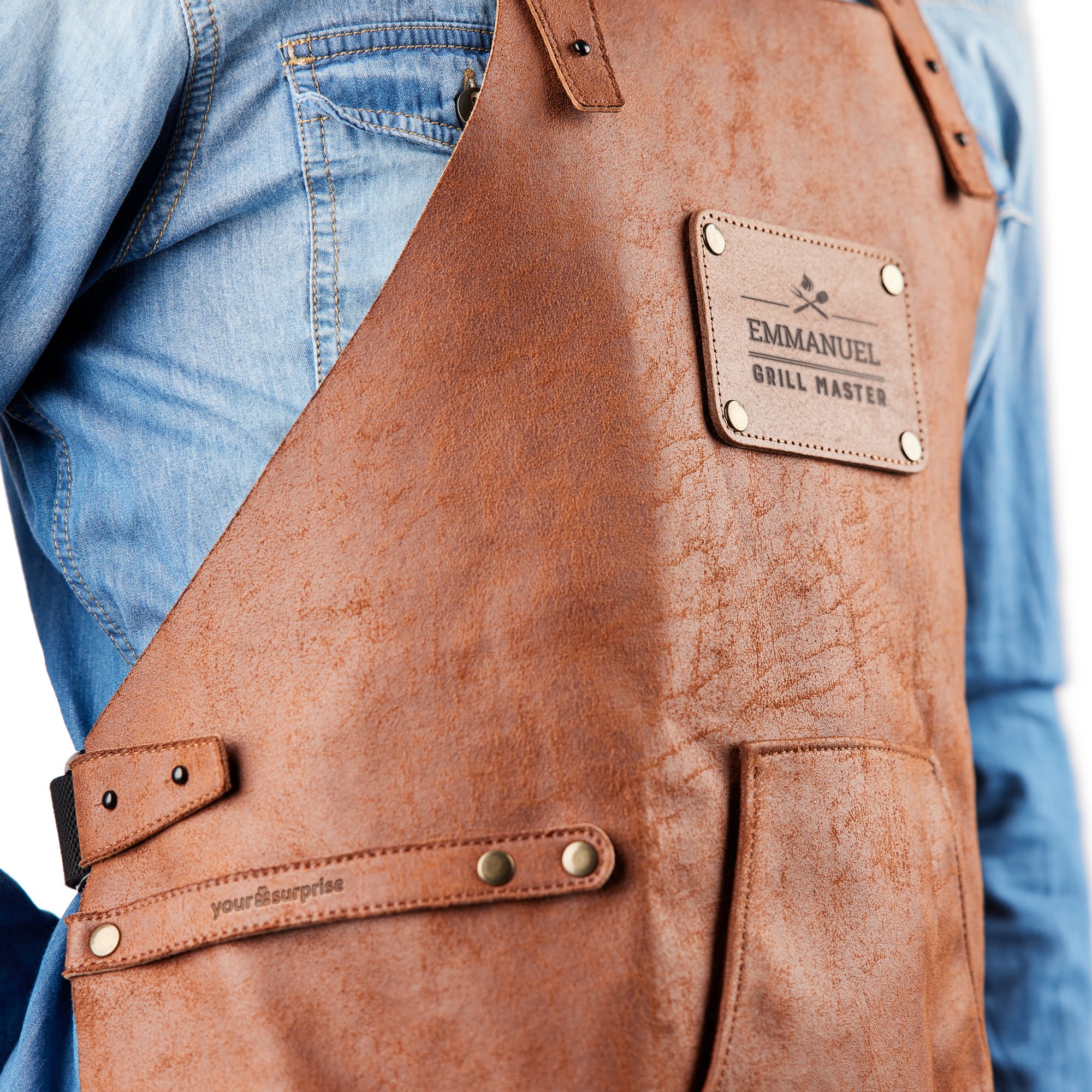 Tablier en cuir recyclé personnalisé - Marron