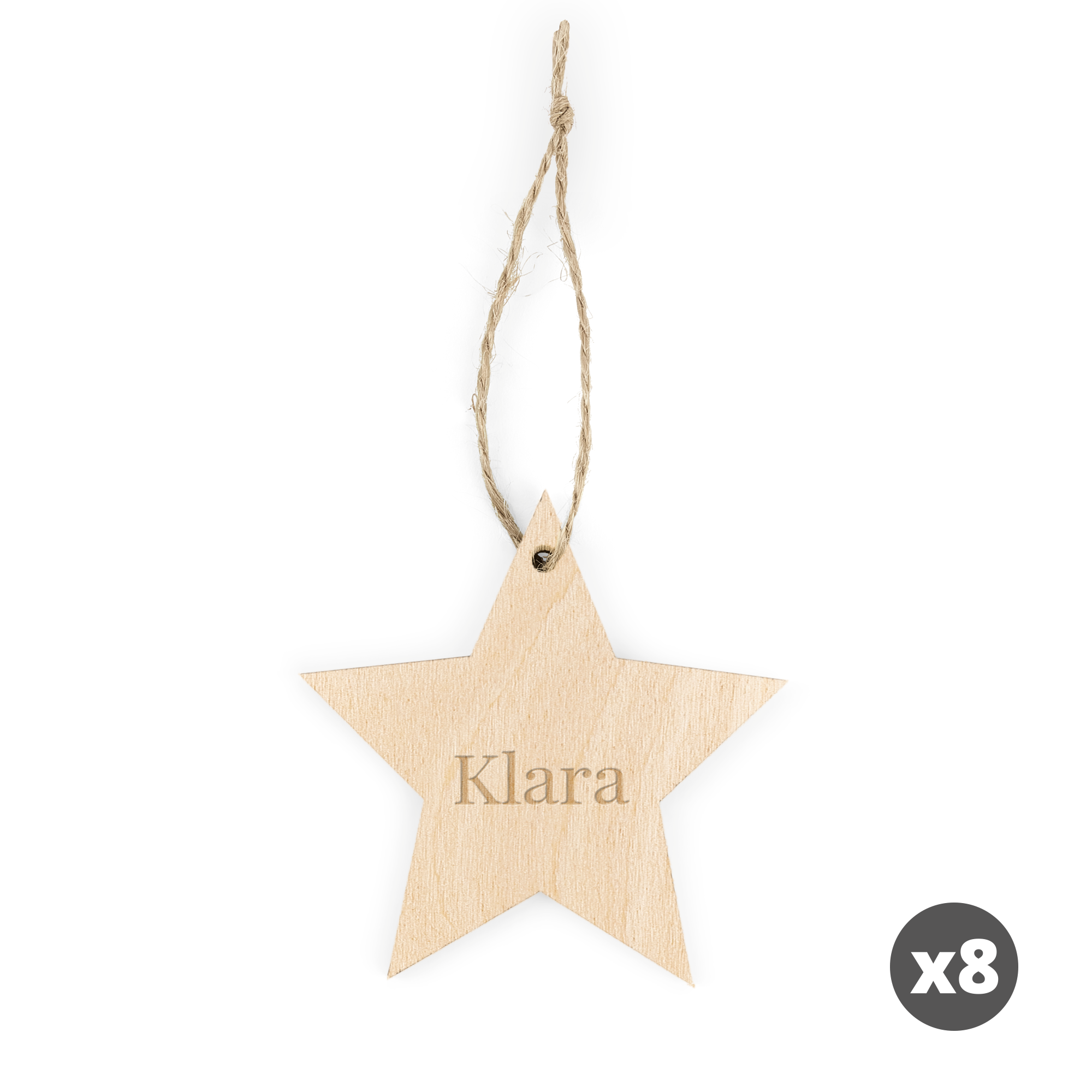 Graverad julstjärnad dekoration i trä