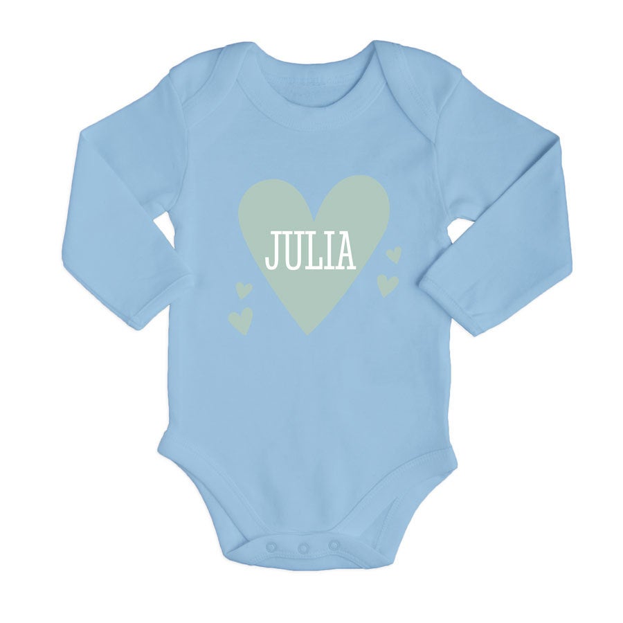 Romper bedrukken - Lange mouw - Babyblauw - 62/68