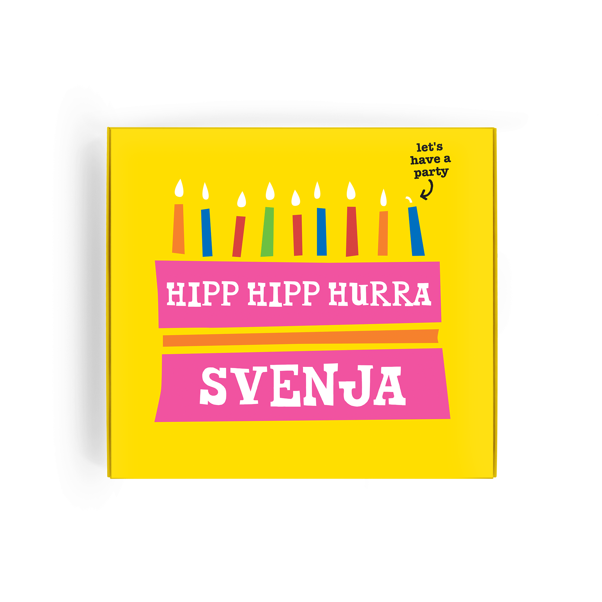 Personalisierte Tony's Chocolonely Geburtstagsschokolade mit gedrucktem Namen Svenja und der Aufschrift "HIPP HIPP HURRA"