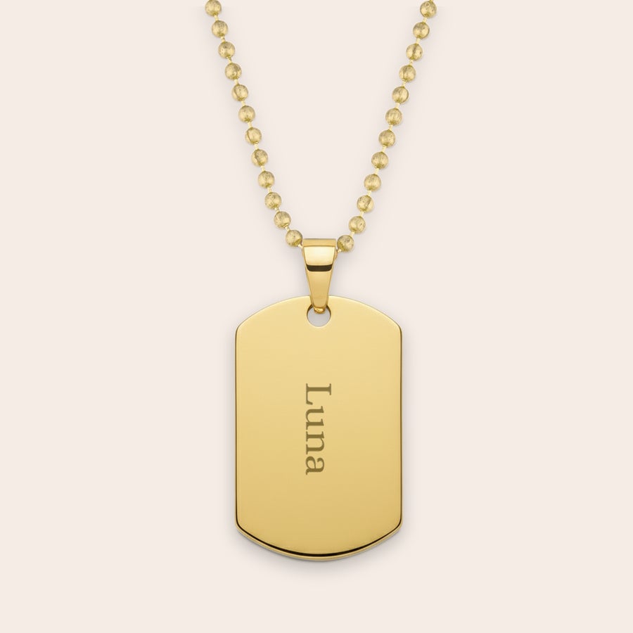Dog tag pendant with necklace Gold dog tag necklace with personalized engraved name