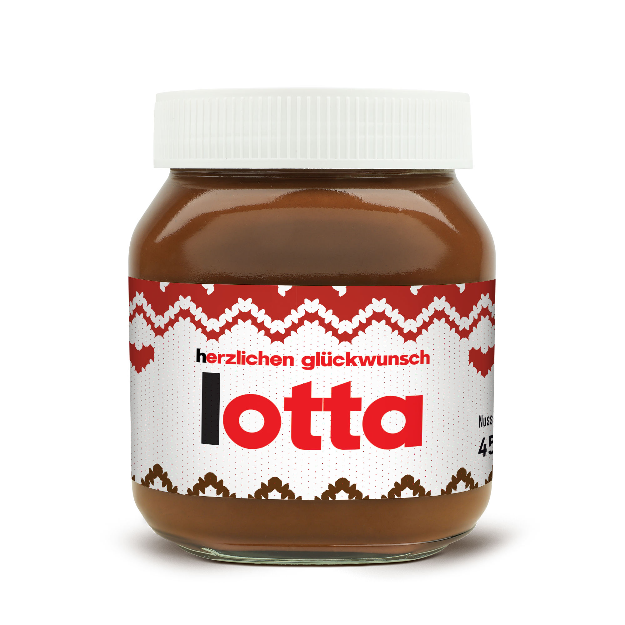 Personalisiertes nutella Glas, bedruckt mit dem Namen 
