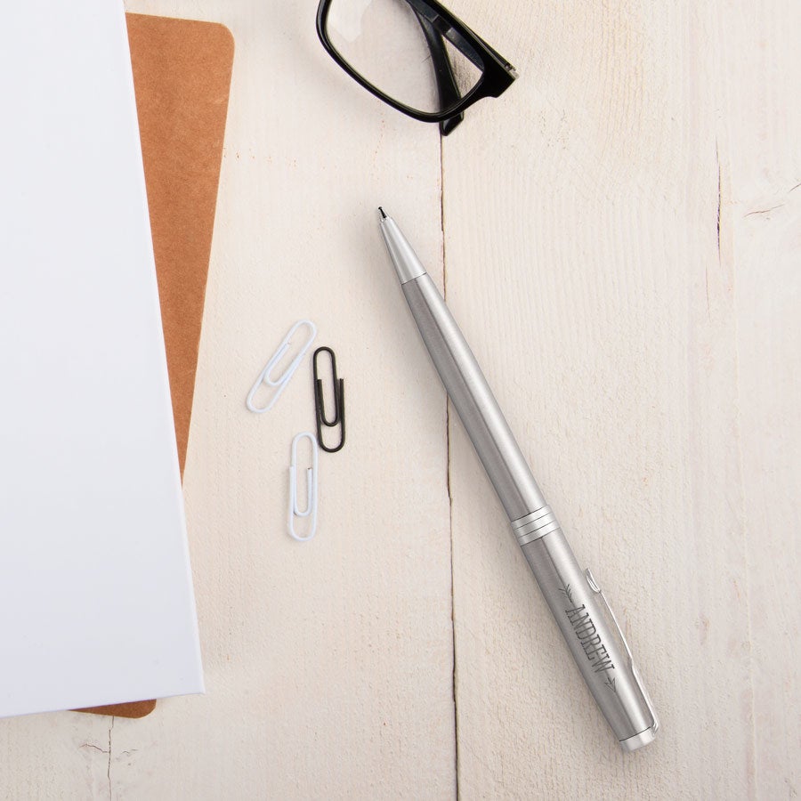 Personalised ballpoint pen - Parker - Sonnet Steel - Silver - Right-handed