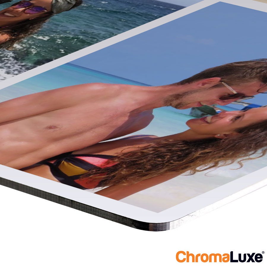 Collage de fotos de Instagram de aluminio con pareja en la playa impreso con tus fotos de Instagram