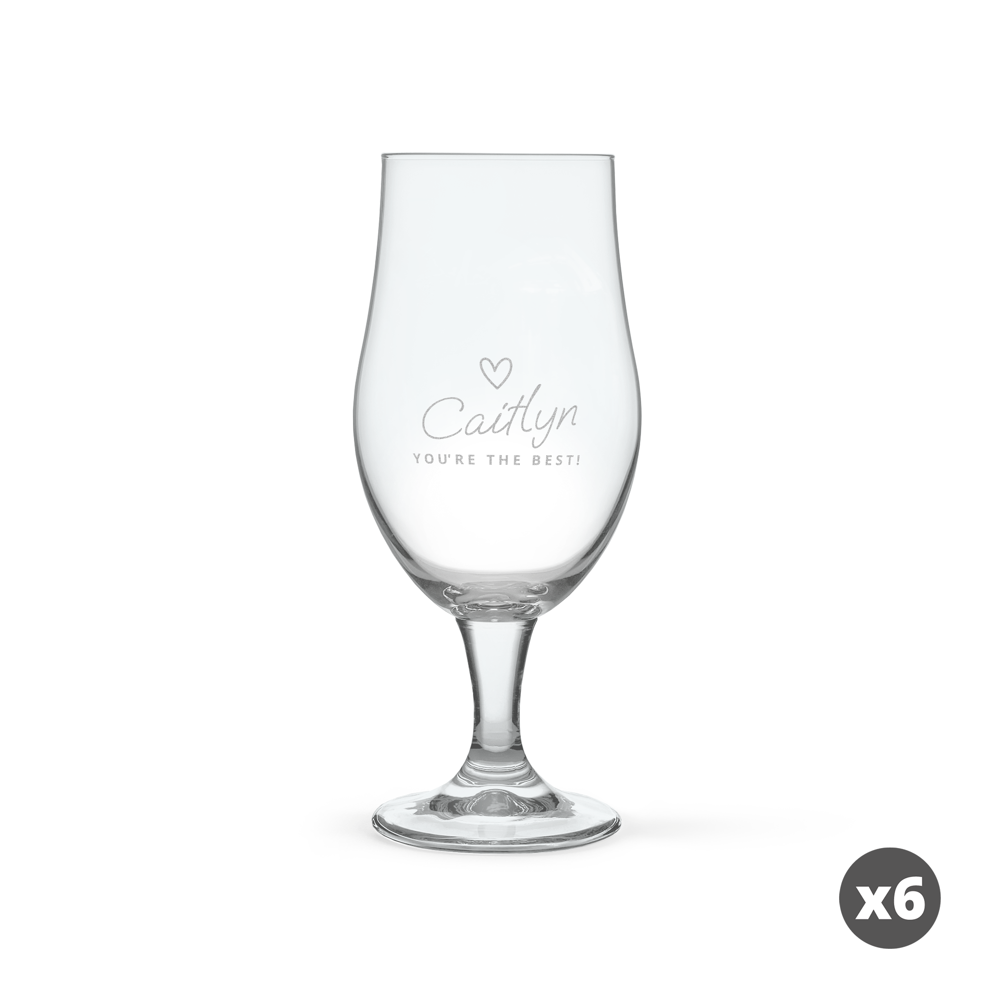 Kozarec za craft pivo z vgraviranim imenom Caitlyn in besedilom You're the best