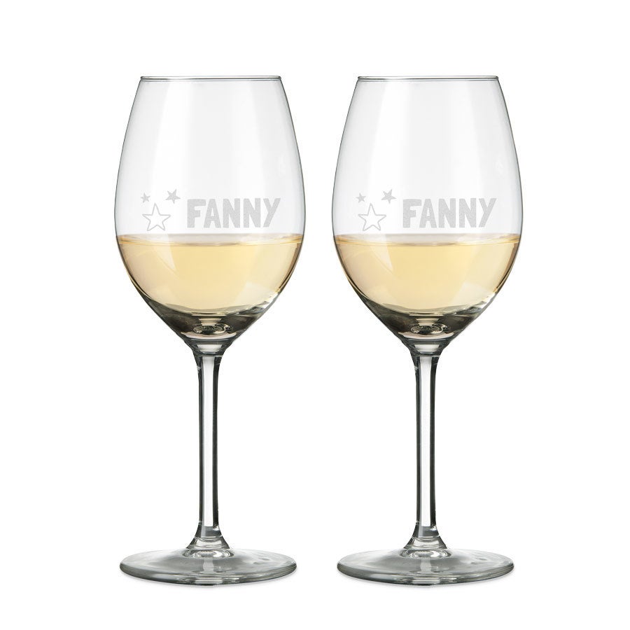 Verres à vin blanc gravés (2 pièces)