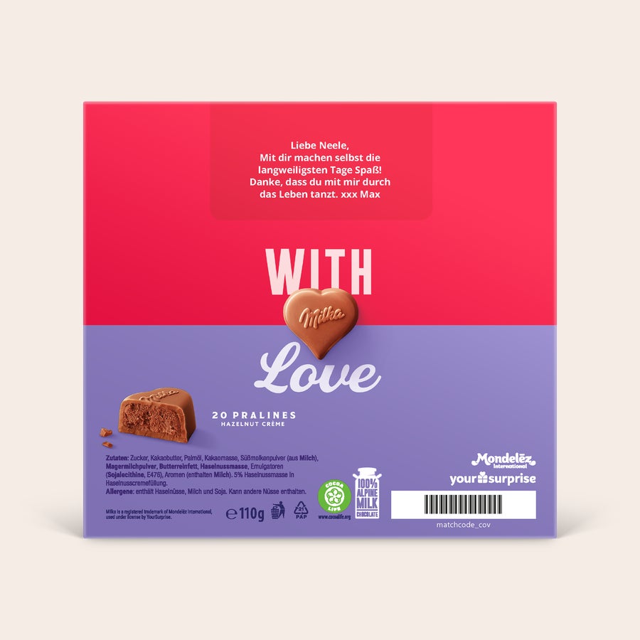 Milka herzen in einer 3D-Box Milka herzen in einer 3D-Box