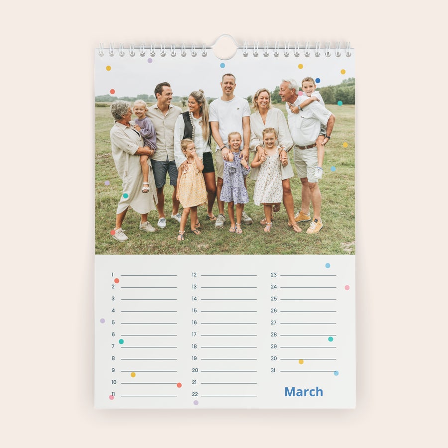 Calendario di Compleanno Personalizzato calendario di compleanno personalizzato stampato con foto di famiglia, March
