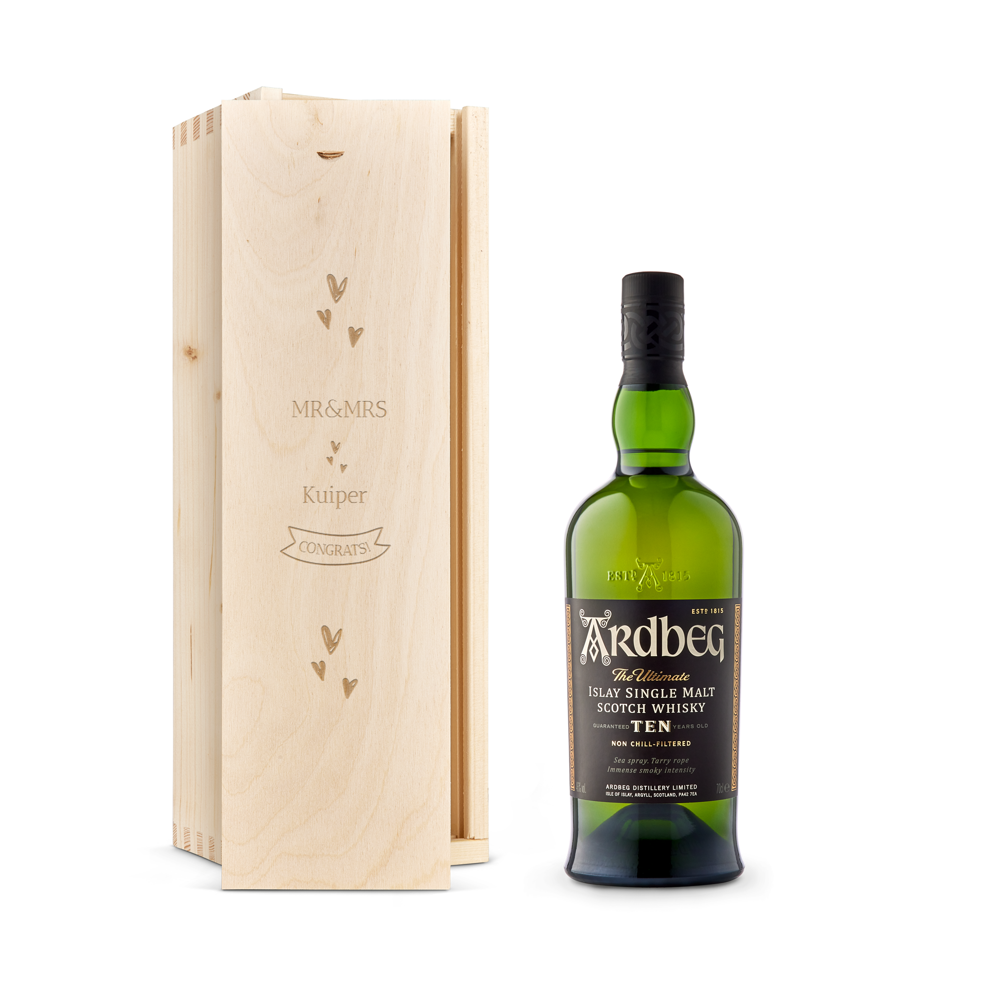 Whisky in gegraveerde kist - Ardberg 10 Years