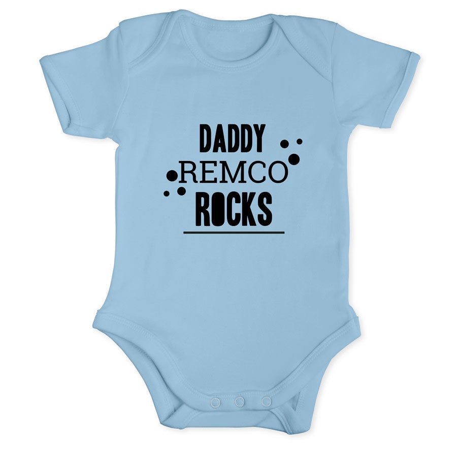 Romper bedrukken - Korte mouw - Babyblauw - 62/68