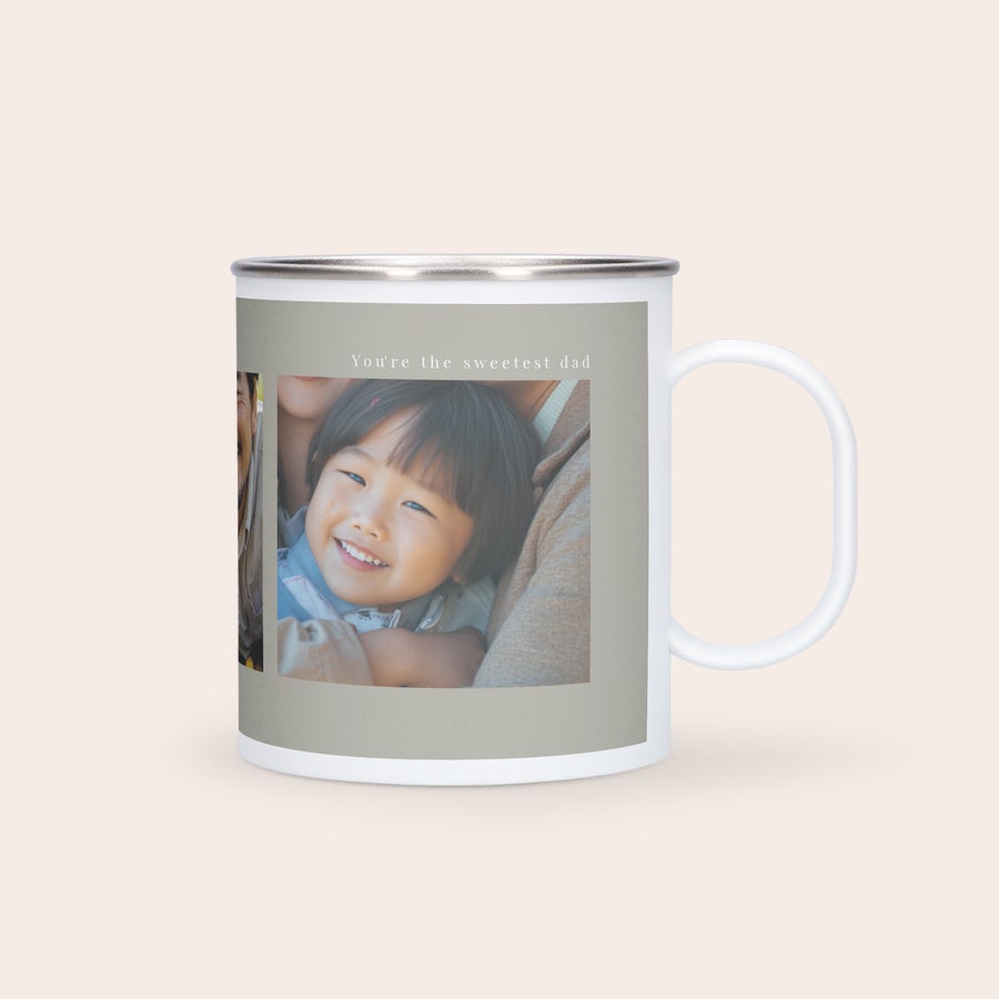 Stalowy kubek z nadrukiem Stalowy kubek z nadrukiem, personalizowany zdjęciem uśmiechniętego dziecka i tekstem "You're the sweetest dad"