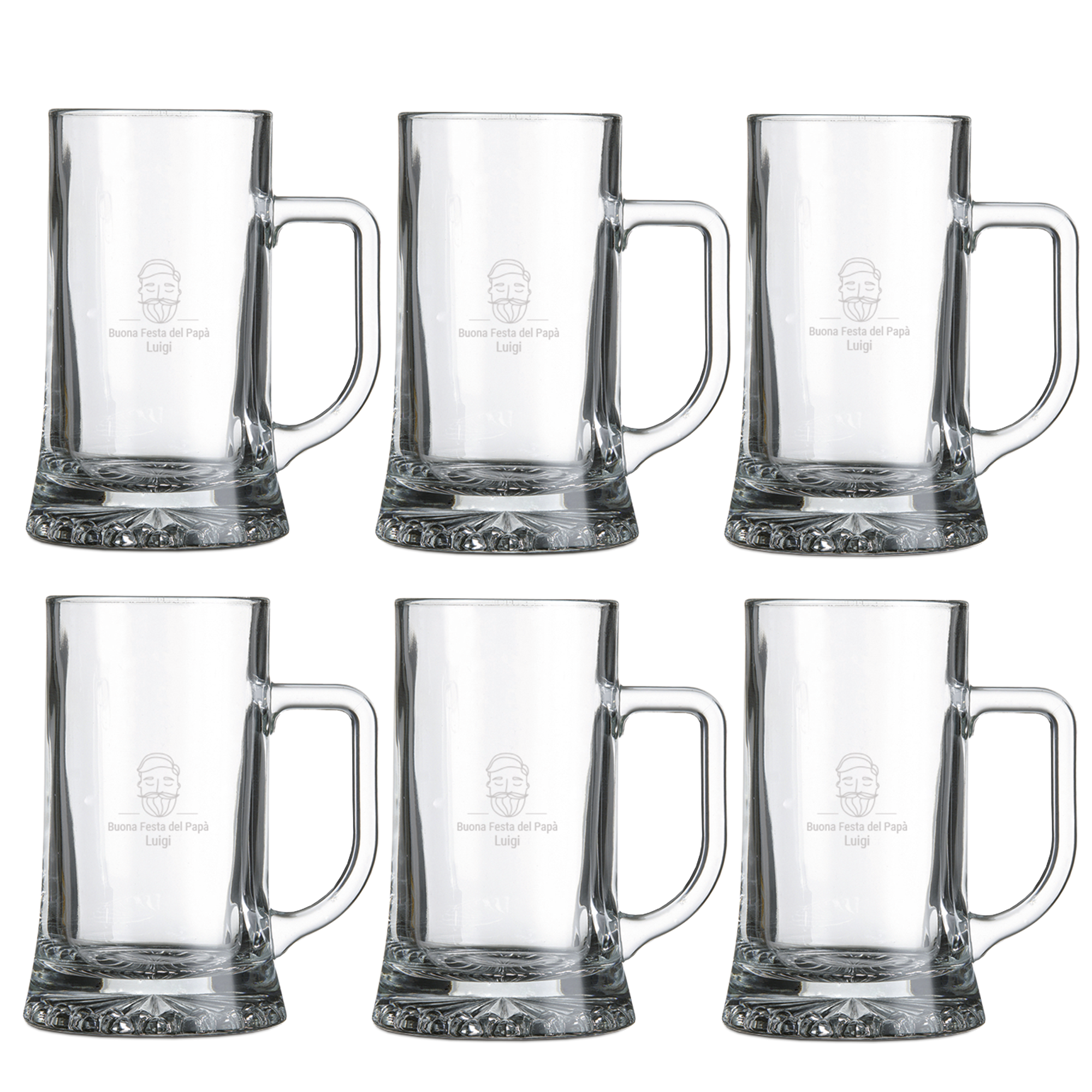 Boccale da Birra inciso - Set di 6
