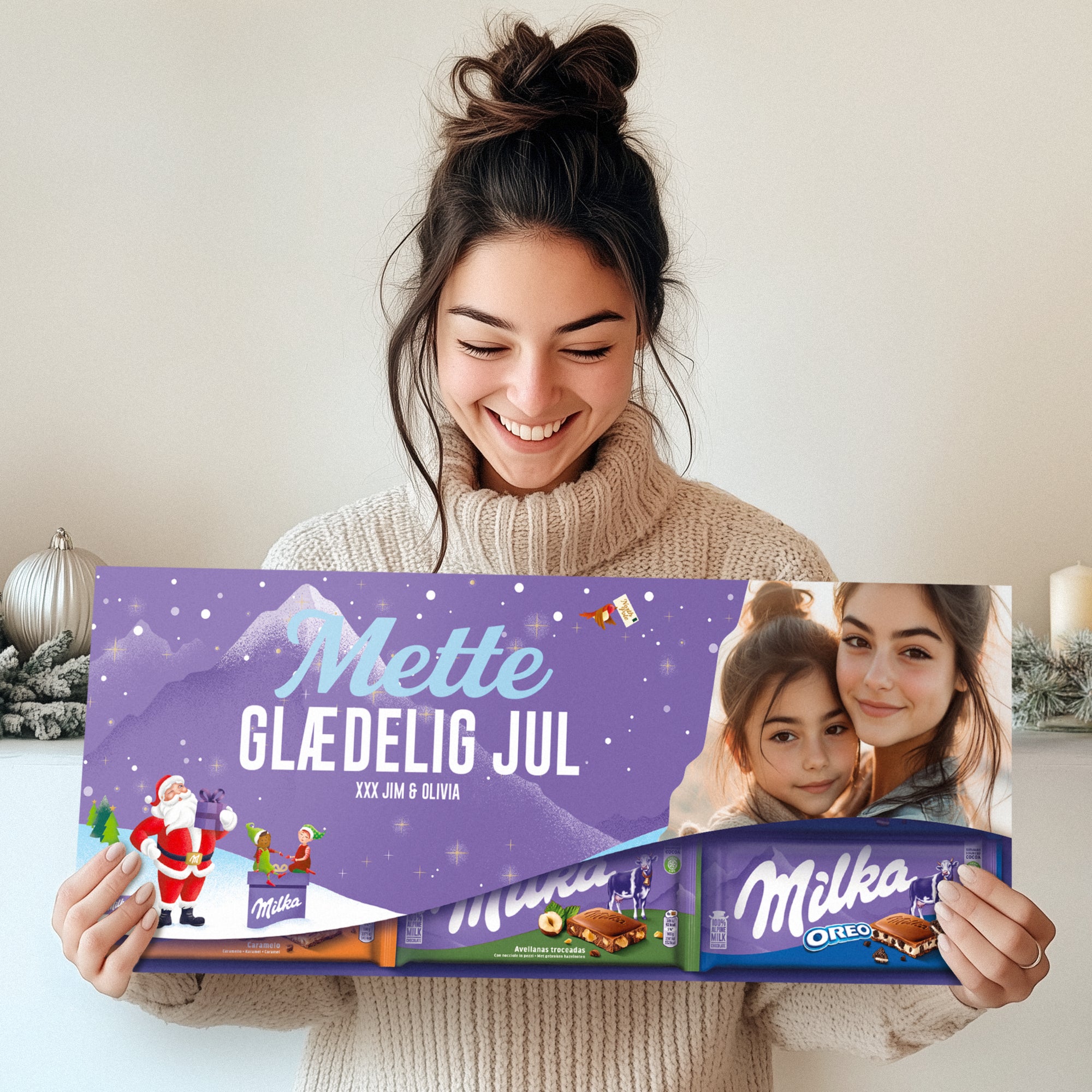 Personlig Mega Milka med navn og billede - 600 gram