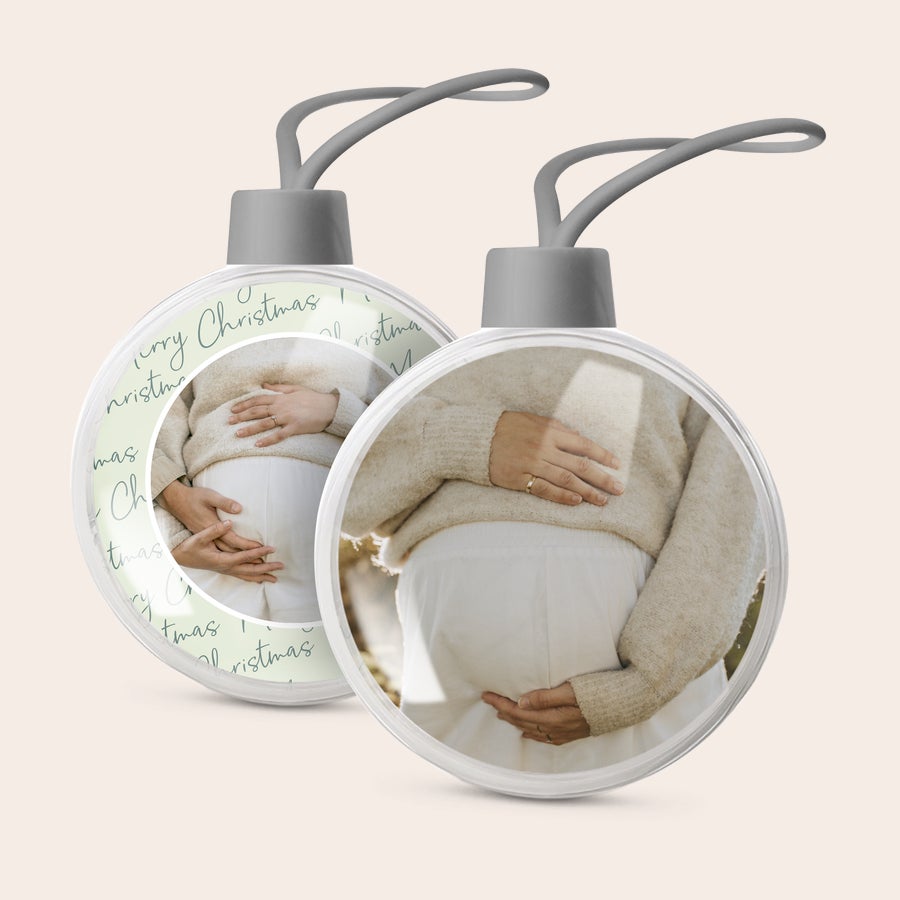Pallina di Natale personalizzate - Primo Natale Neonato Pallina natalizia personalizzata con foto di donna incinta stampata, ideale per festeggia il primo natale del tuo bambino