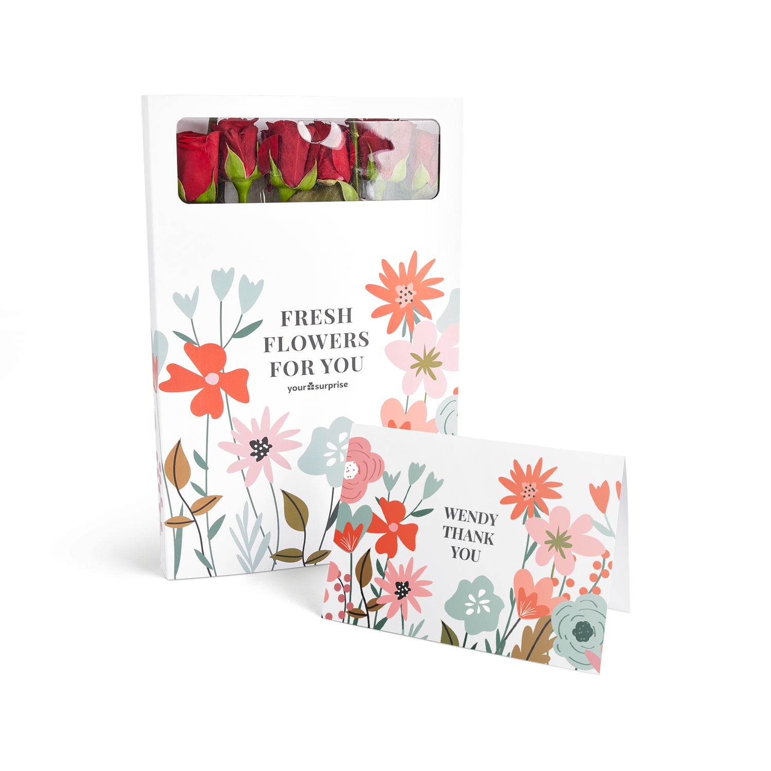 Brievenbusbloemen met persoonlijke kaart - Rode rozen