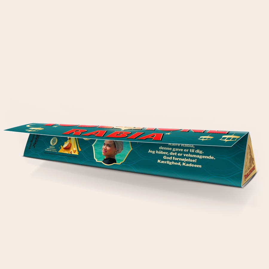 Toblerone med navn og billede – Ramadan (Halal)  Toblerone med navn og billede – Ramadan (Halal)