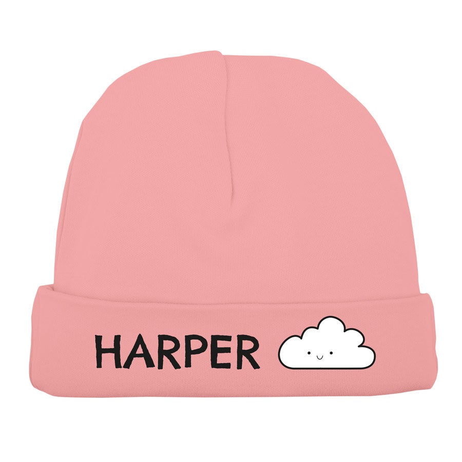 Beanie personalizat pentru bebeluși - roz roz