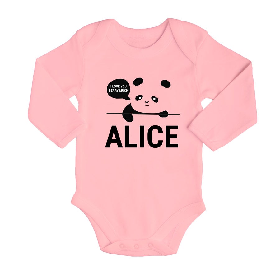 Personlig Baby body - Langærmet - Baby pink - 50/56
