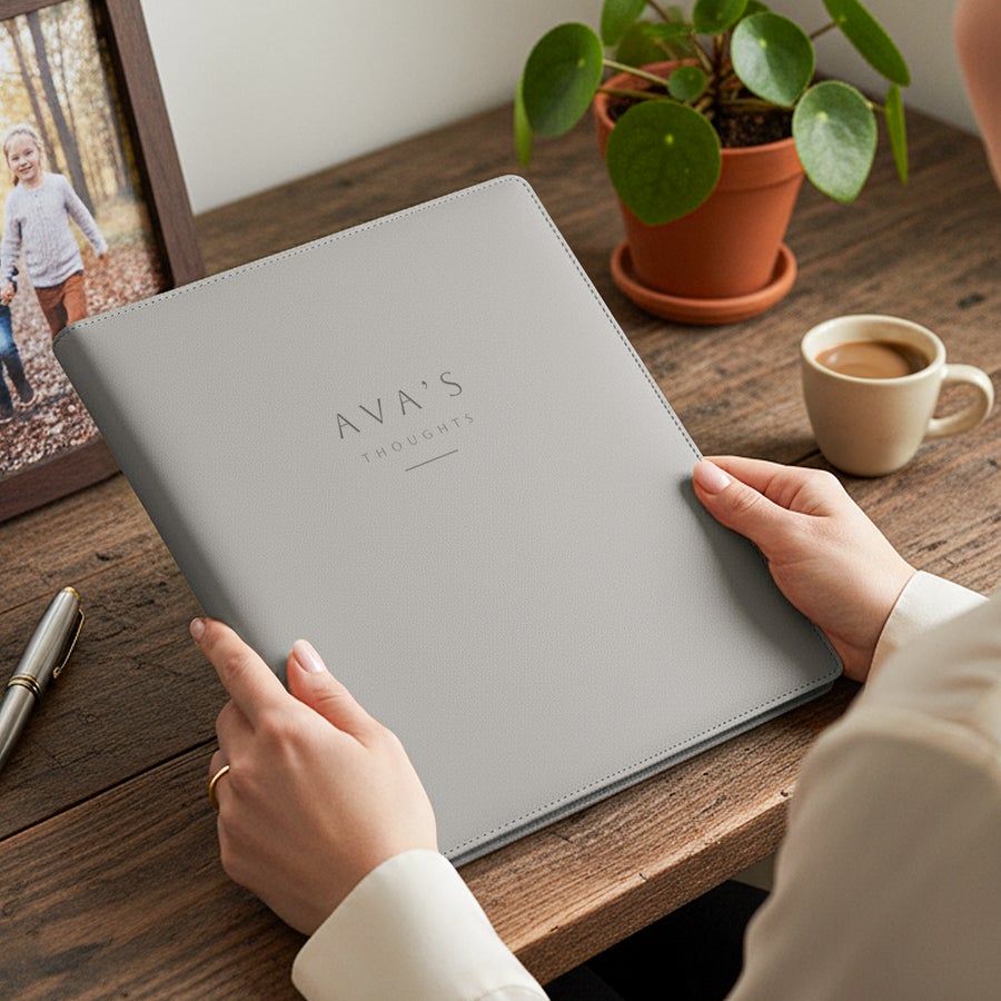 Porta-bloco de notas em pele vegana personalizado Porta-bloco de notas em pele vegana personalizado