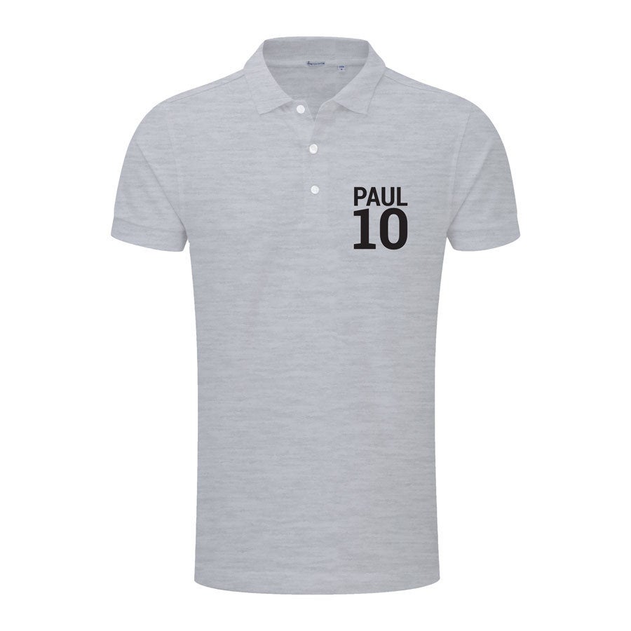 Personlig polo t-shirt - Mænd - Grå - XXL