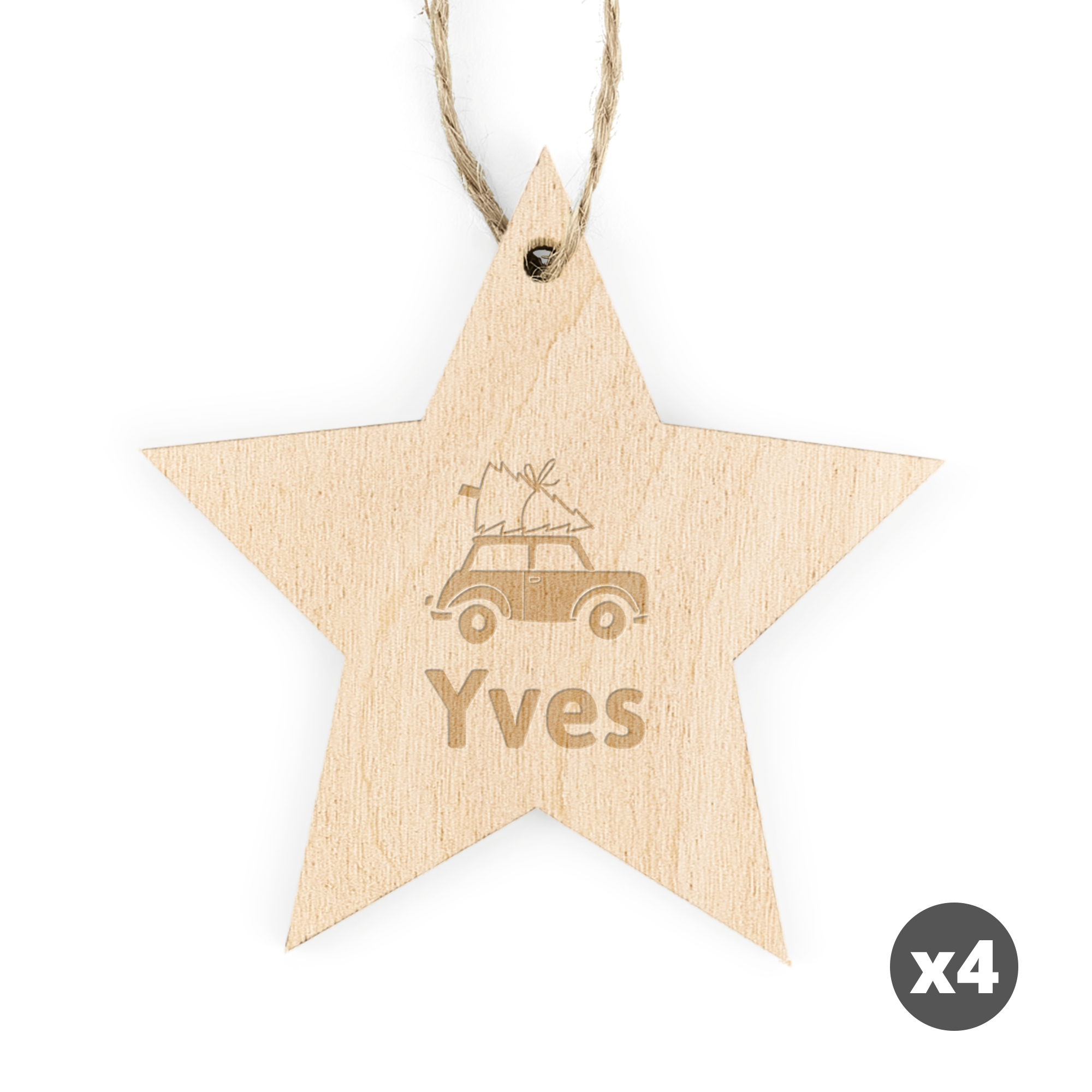 Décorations de Noël en bois avec nom gravé