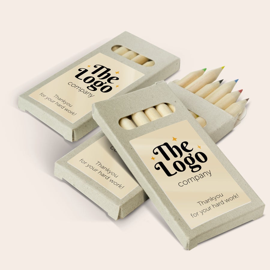 Lápis de cor Caixas de lápis de cor personalizadas com o logo da empresa impresso para dar aos convidados.
