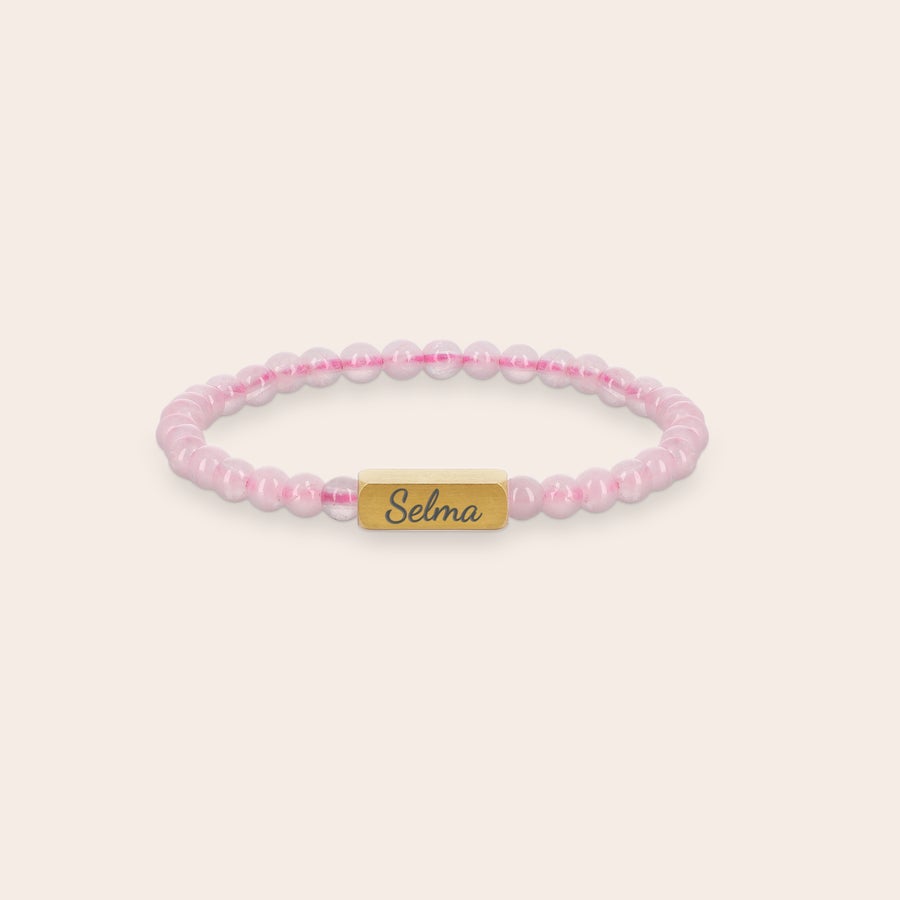 Rosakvartsarmbånd - indgraveret Rosakvartsarmbånd - indgraveret