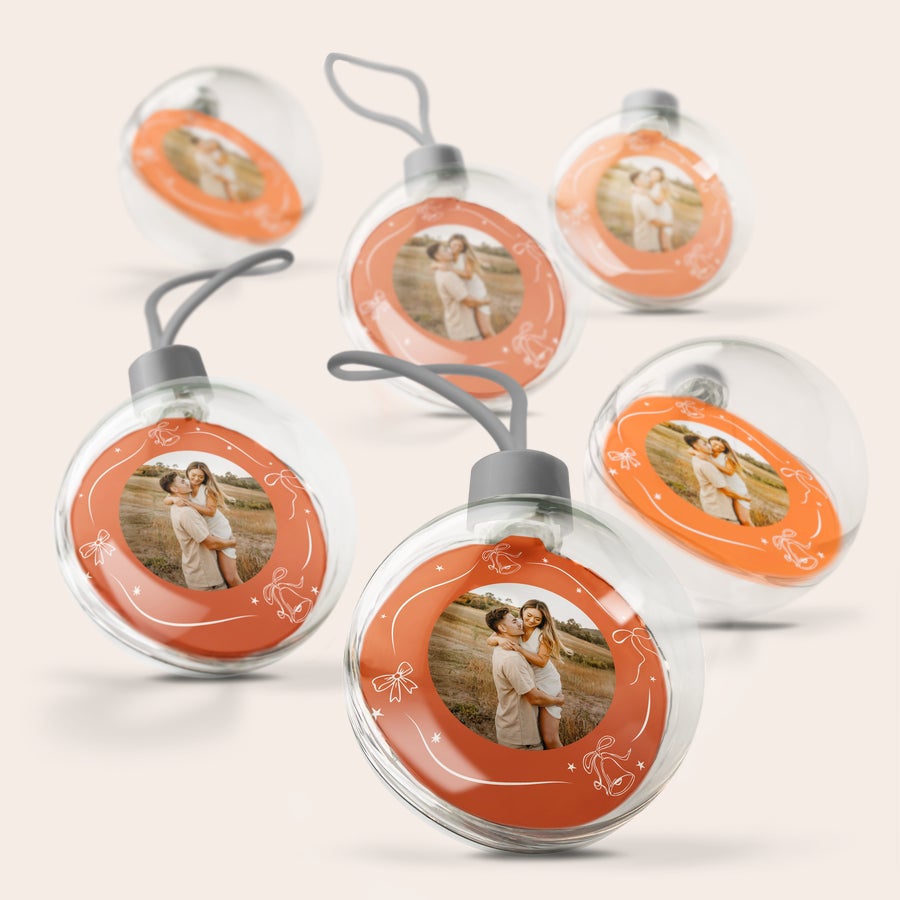 Bauble Natal transparente Bugiganga transparente para árvore de Natal personalizada com foto de casal, toque final para sua árvore.
