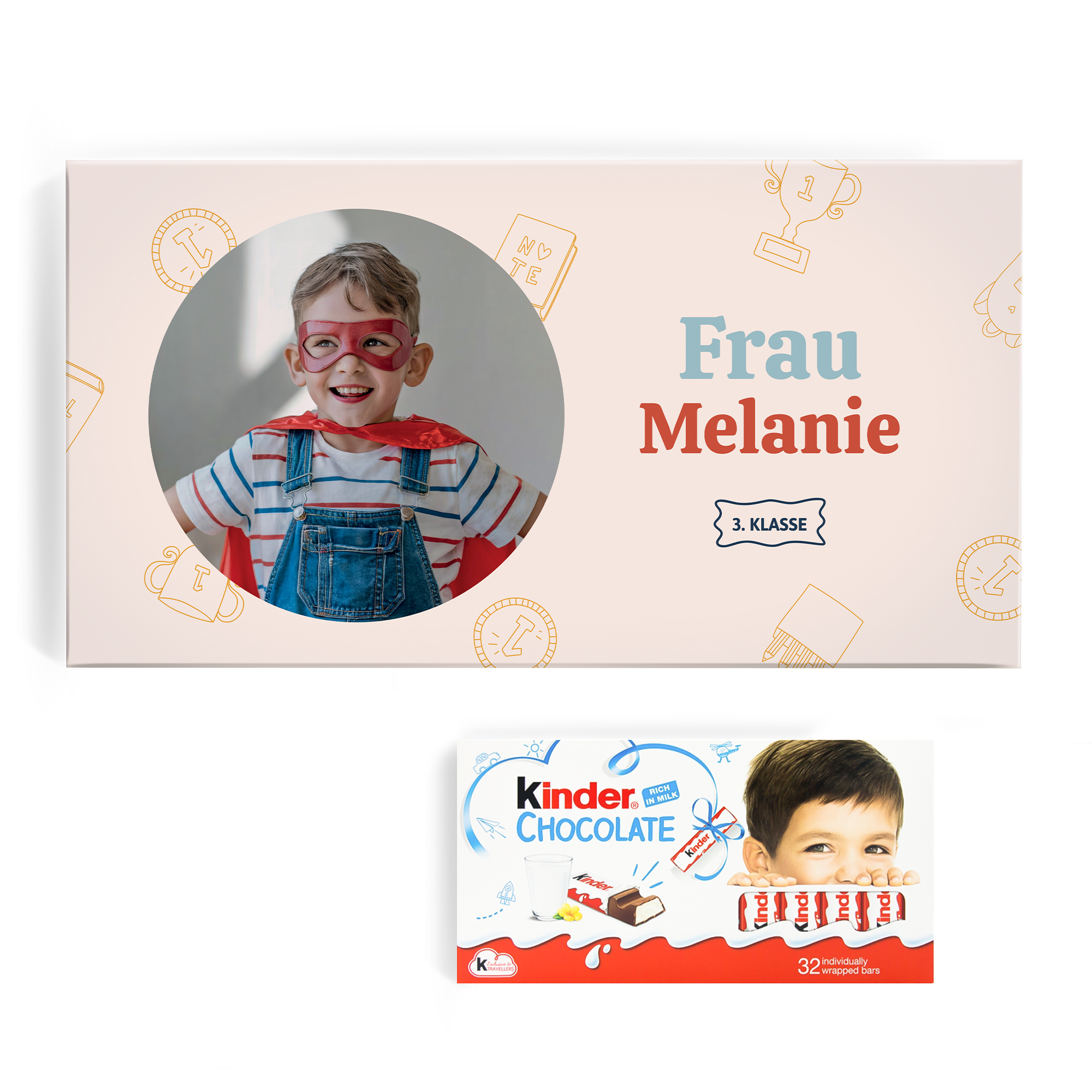 Mega kinder Schokolade mit Foto und Namen