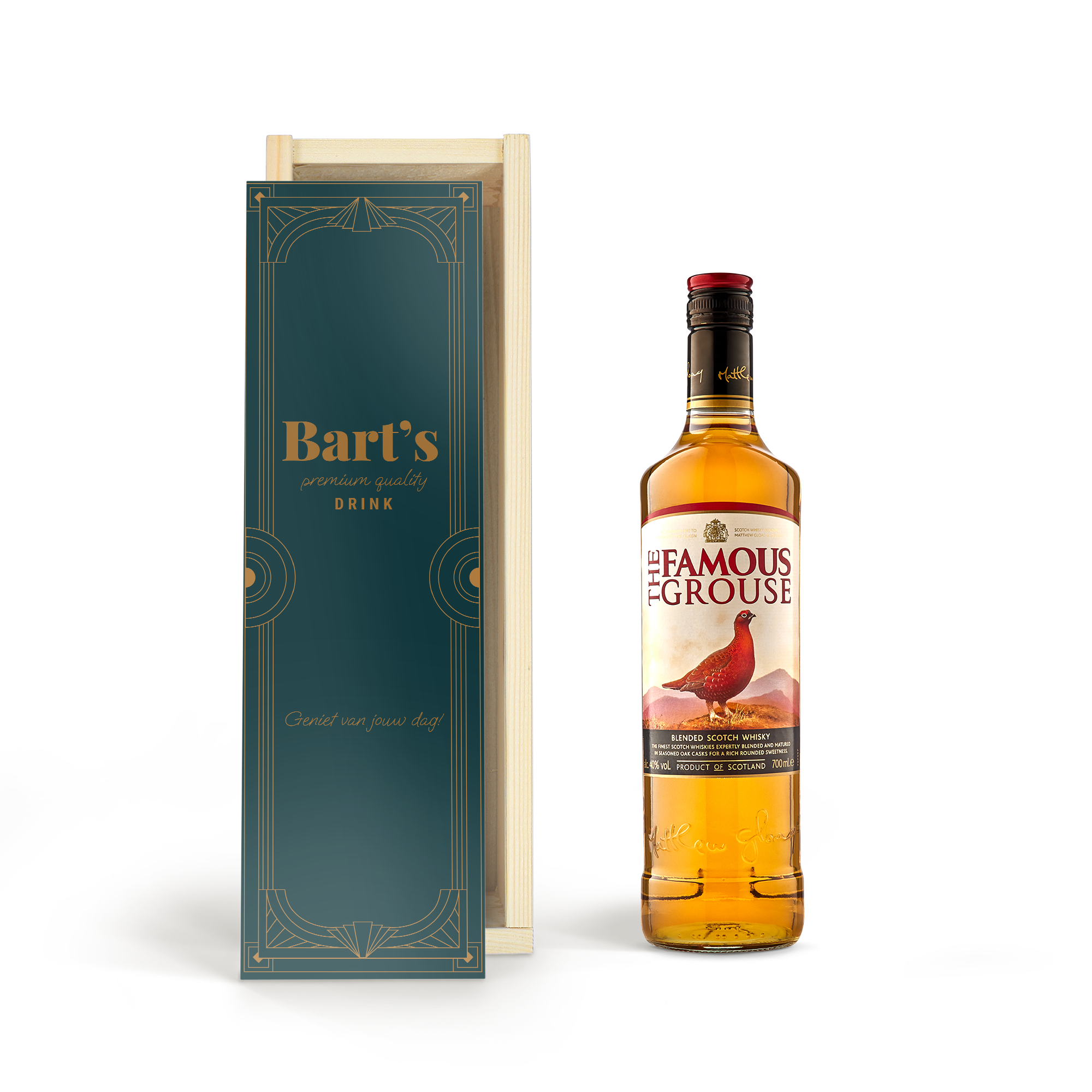 Famous Grouse whisky in kist personaliseren