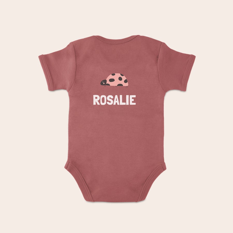 Baby Body bedrucken Rosa Babybody bedruckt mit einem niedlichen Marienkäfer und dem Namen Rosalie