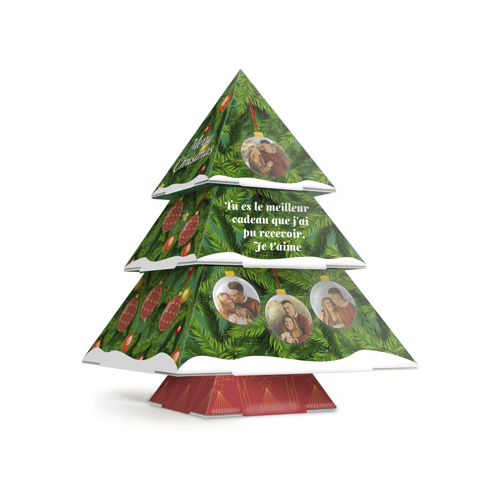 Sapin de Noël en papier DIY imprimé avec photos et texte personnalisé une touche personnelle pour illuminer les fêtes de fin d'année