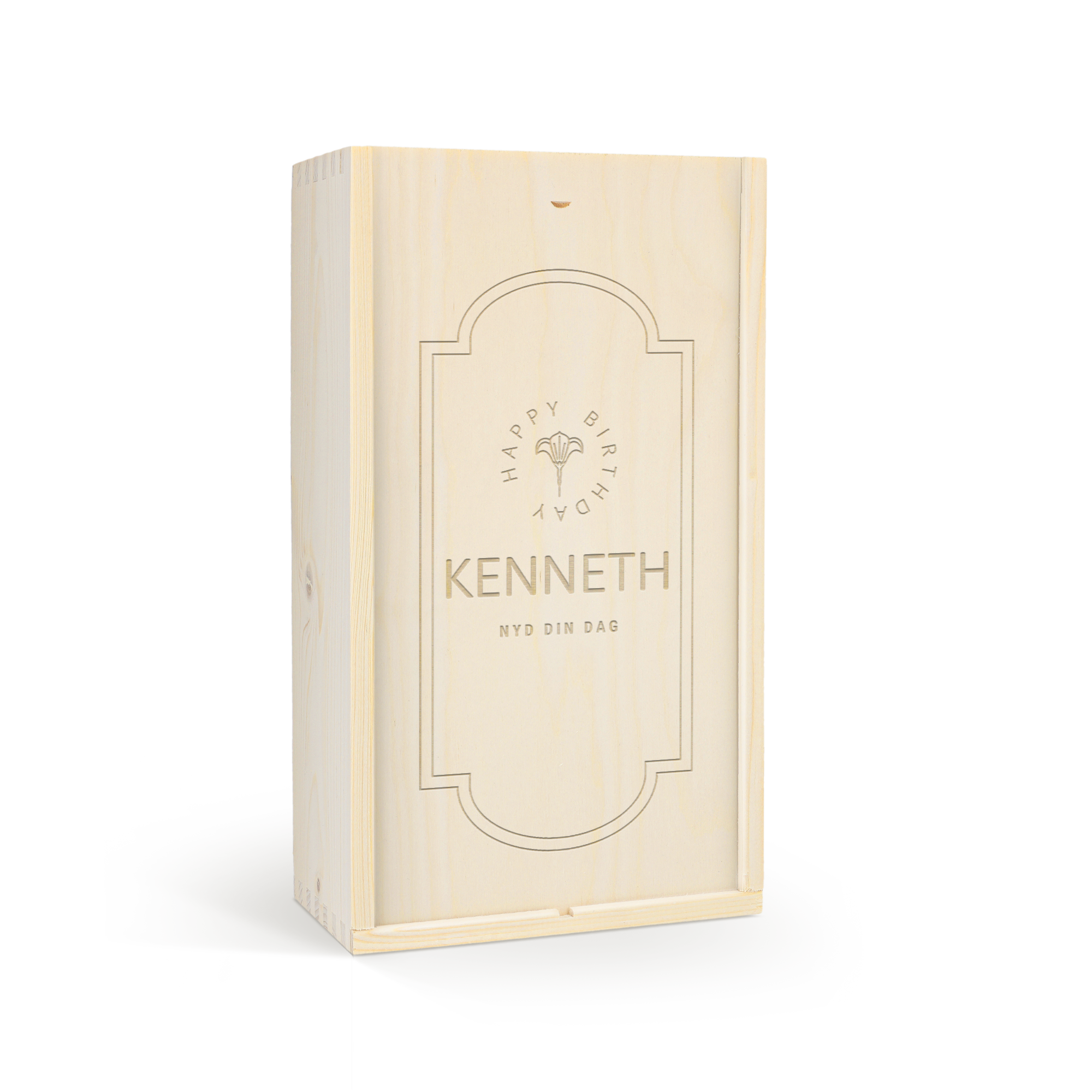 Træ vinkasse med personlig gravering