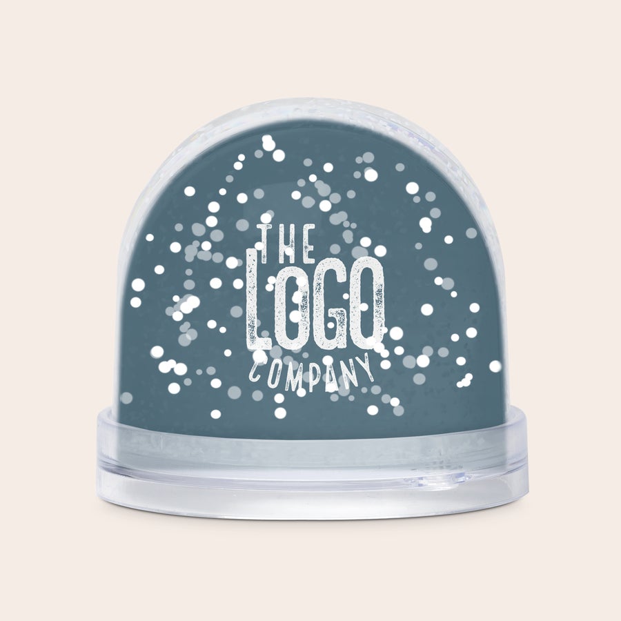 Palla di Neve con Foto Sfera di vetro personalizzata con neve in acrilico con la frase The Logo Company stampata su entrambi i lati
