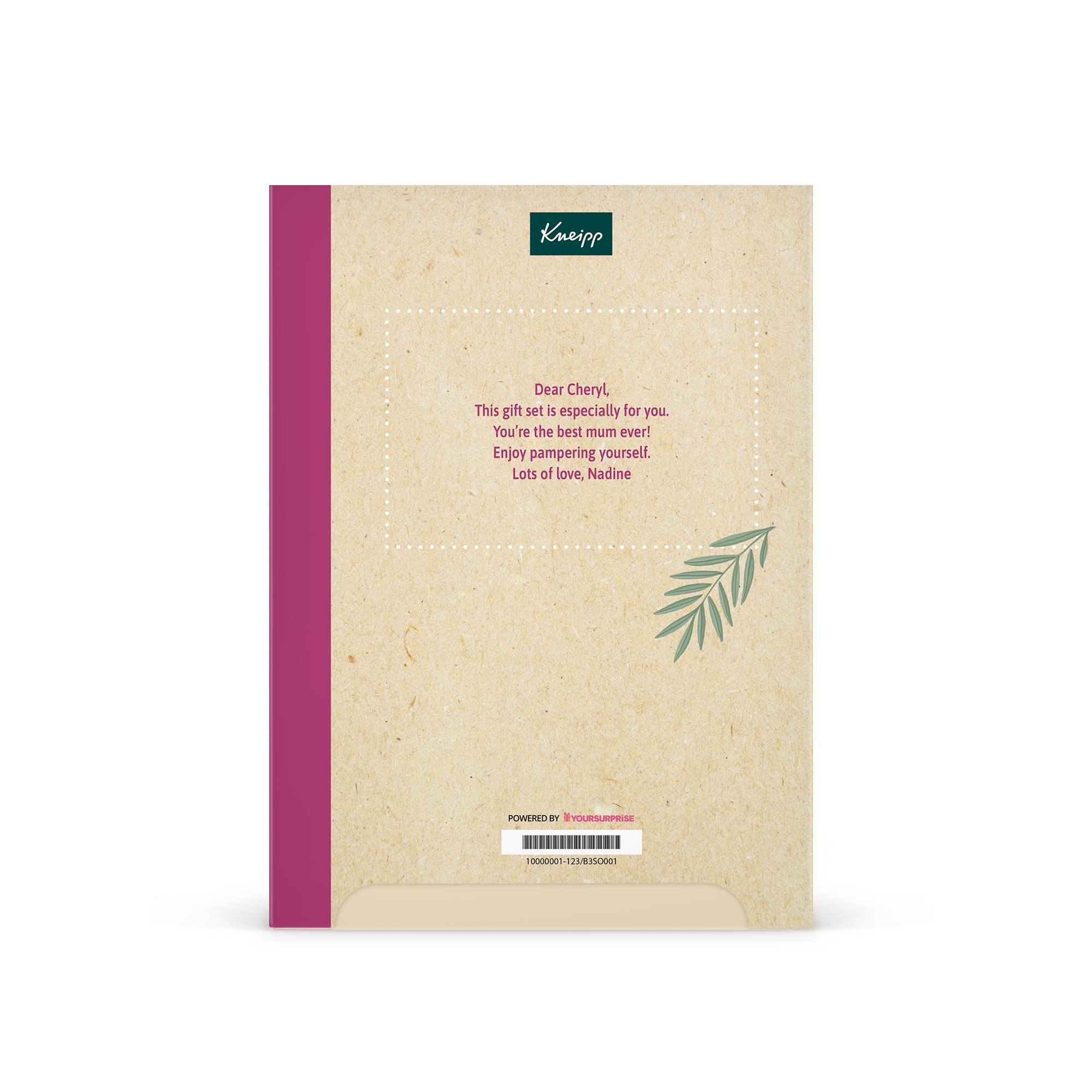 Confezione regalo Kneipp Donna personalizzata - Design Kneipp con messaggio stampato per Cheryl da Nadine