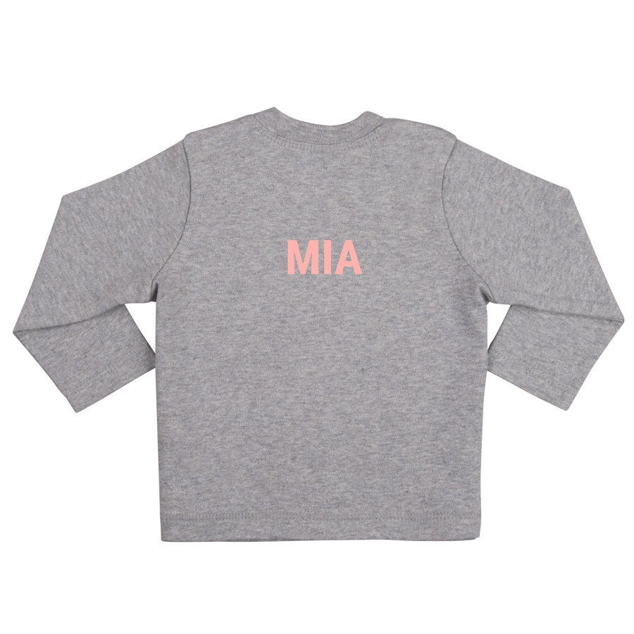 Camiseta personalizada de bebé - Manga larga - Gris - 50/56