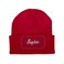Broderet beanie - Rød