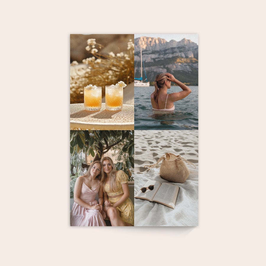 Photo on wood A unique print of four personalized photos on wood showing summer scenes
