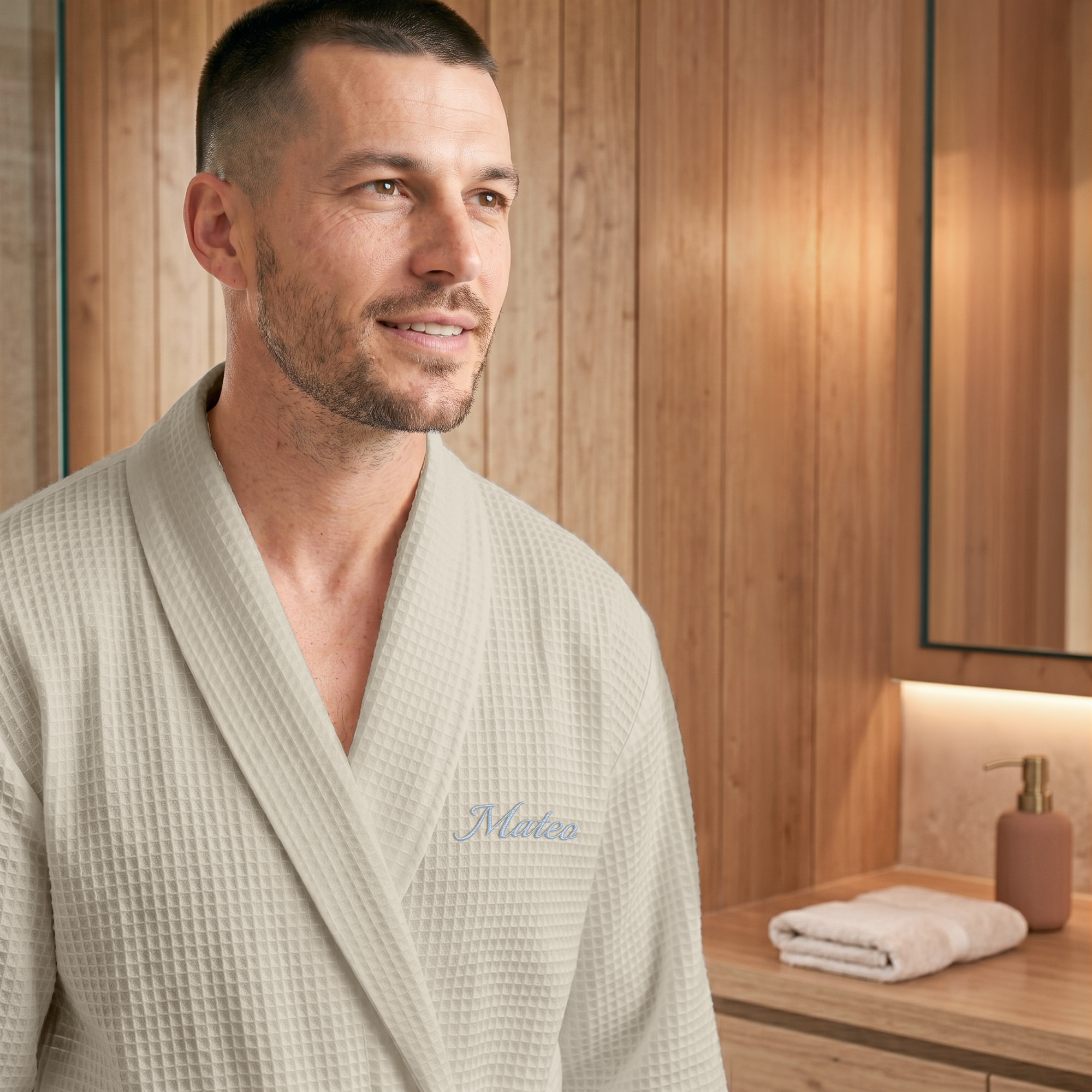 Personalisierter Waffel-Bademantel Herren