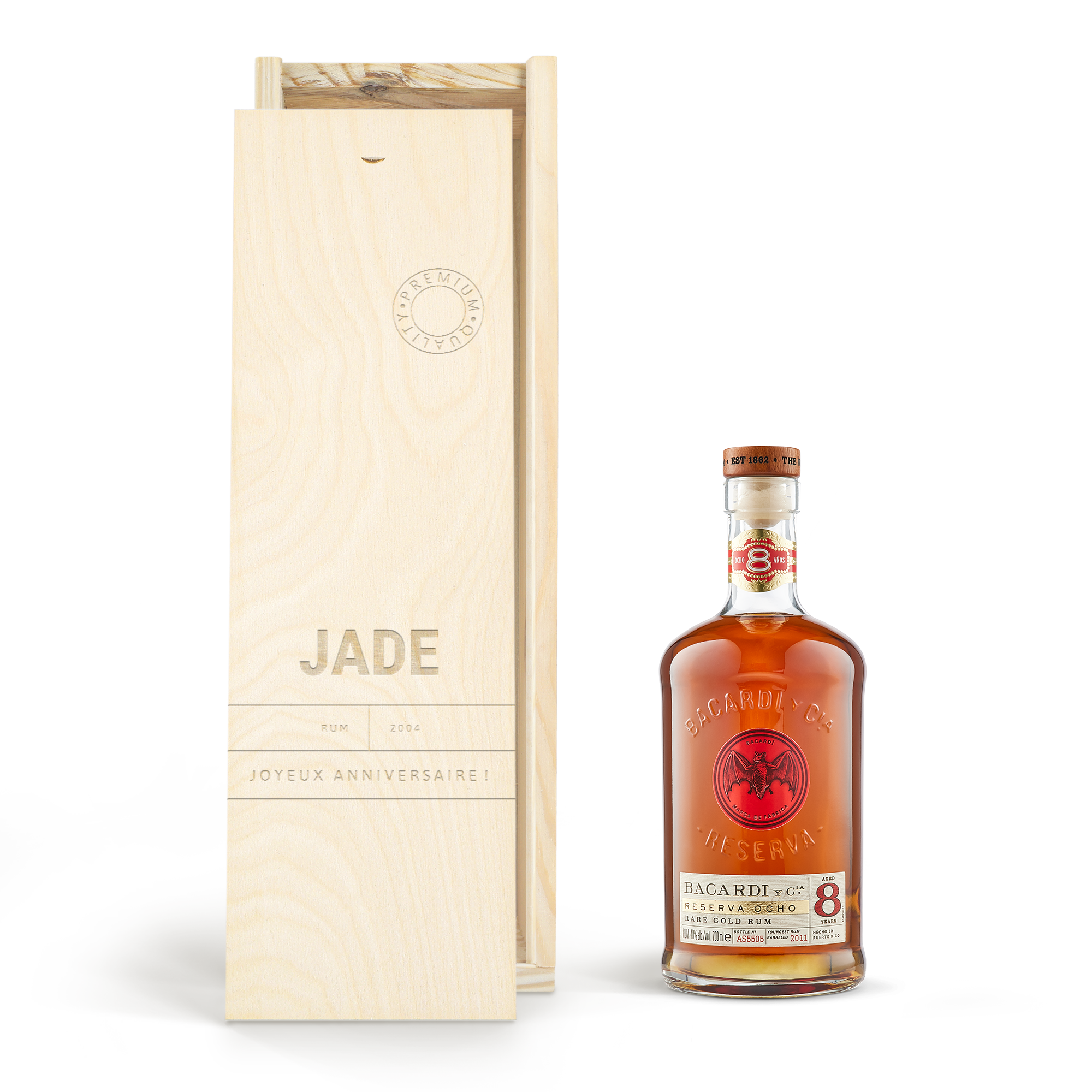 Coffret Rhum Bacardi Reserva Ochoù personnalisé 