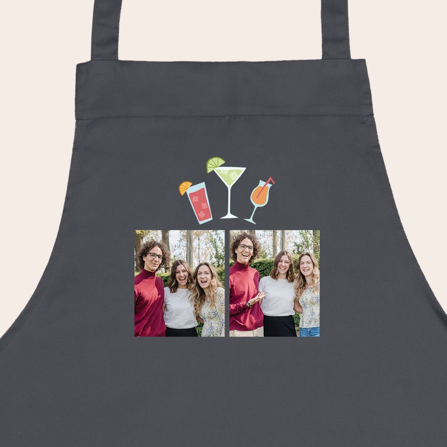 Personalised Kitchen Apron - Grey Personalised Kitchen Apron - Grey