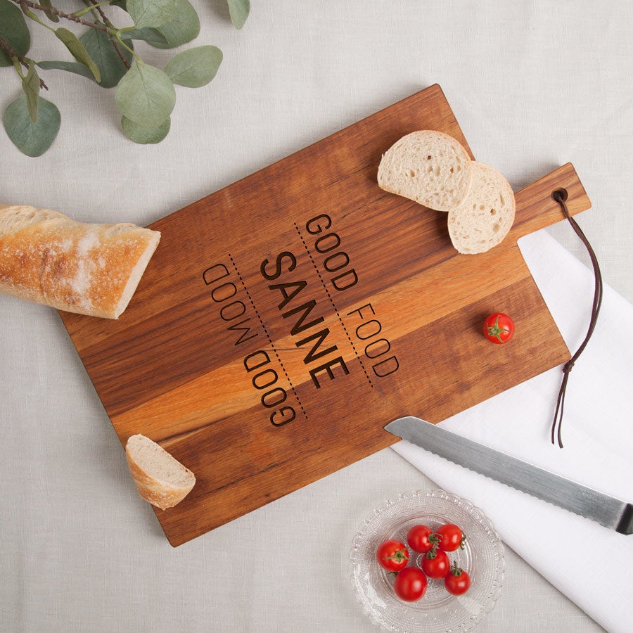Houten serveerplank graveren - Teak - Rechthoekig - Staand (L)