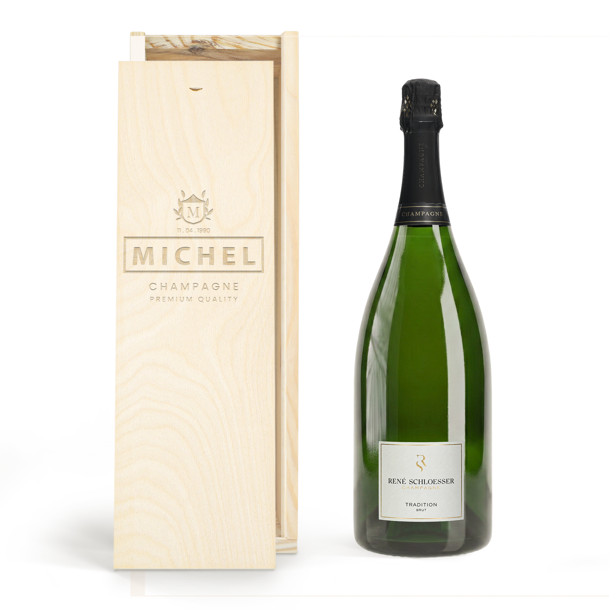 Personlig XL champagneflaska René Schloesser