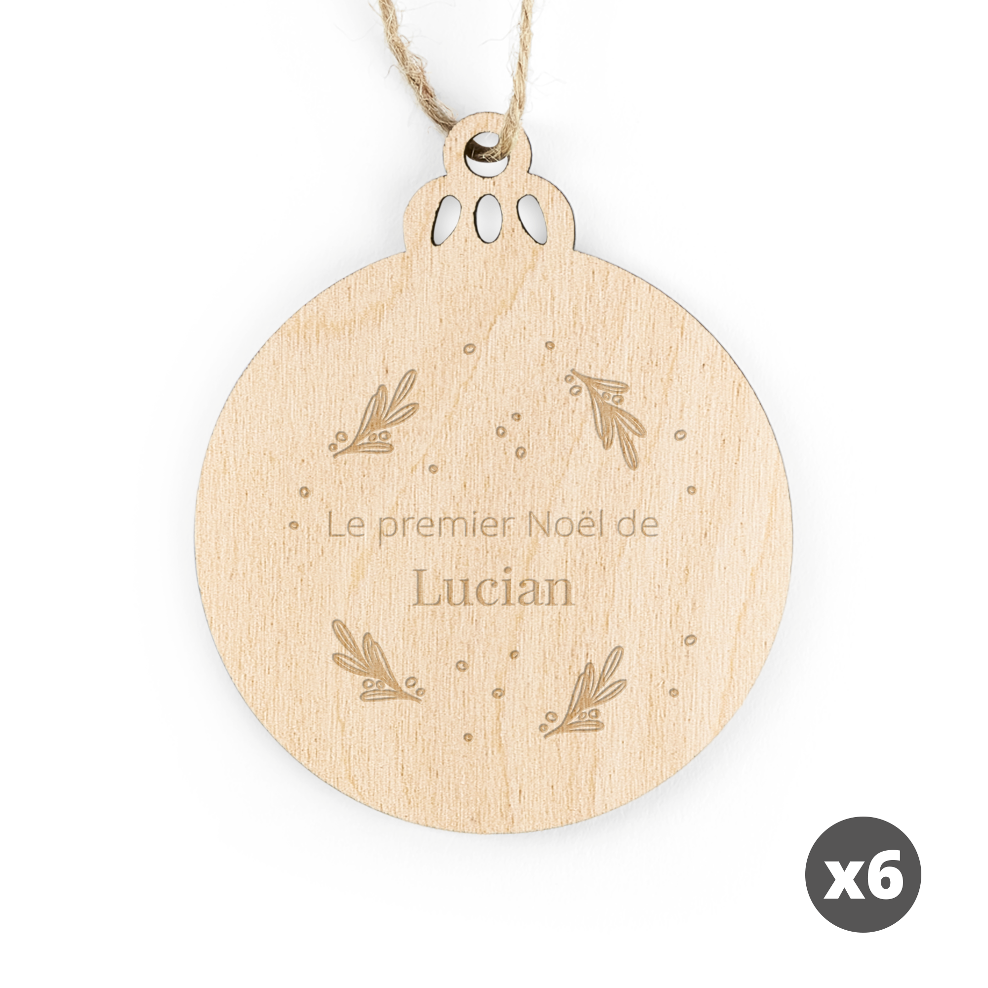 Décorations de Noël en bois avec nom gravé