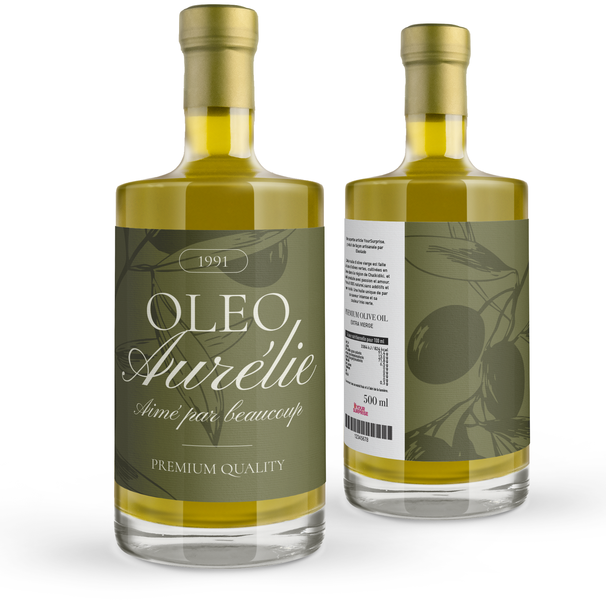 Huile d'olive personnalisée