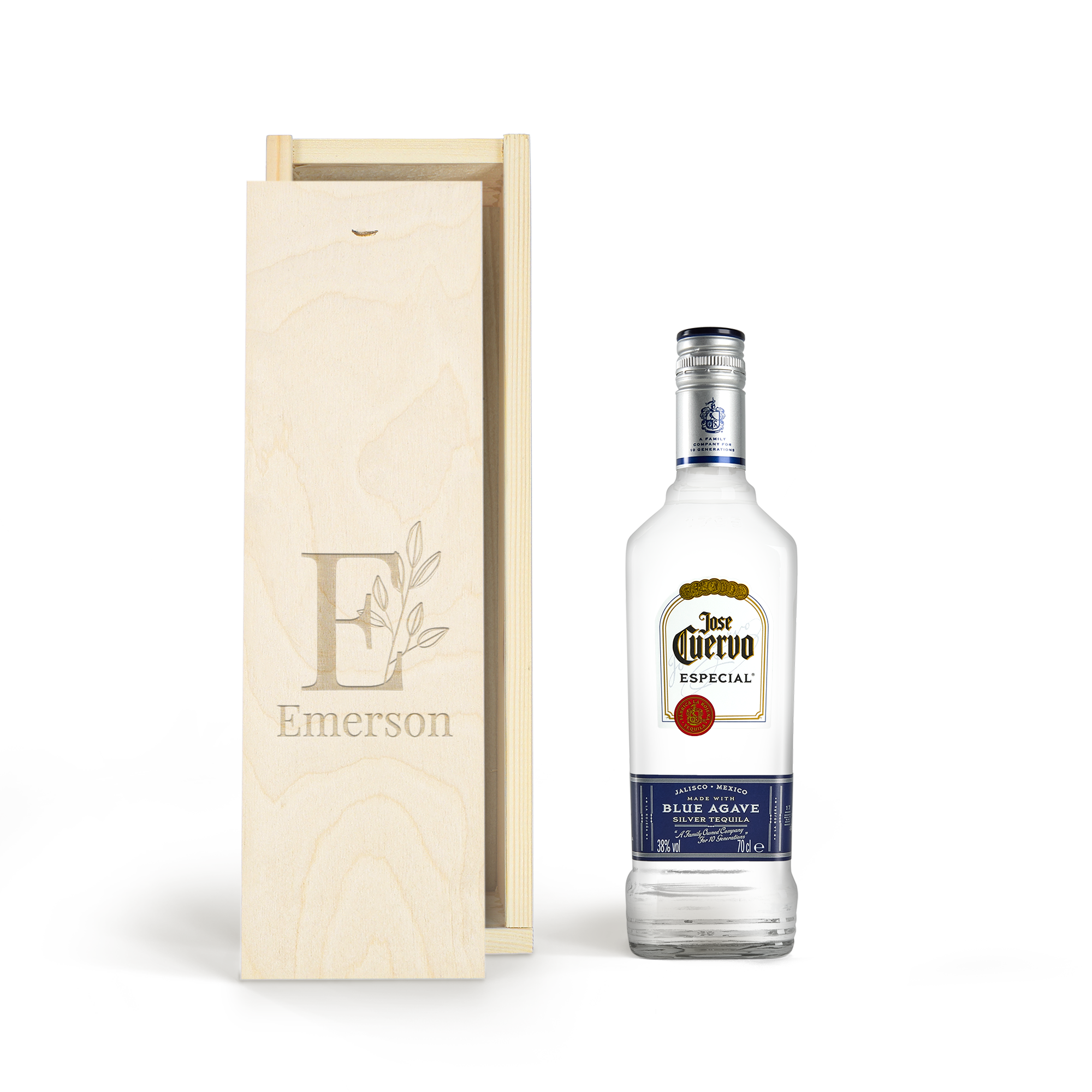 Tequila în cutie gravată - Jose Cuervo Especial Silver