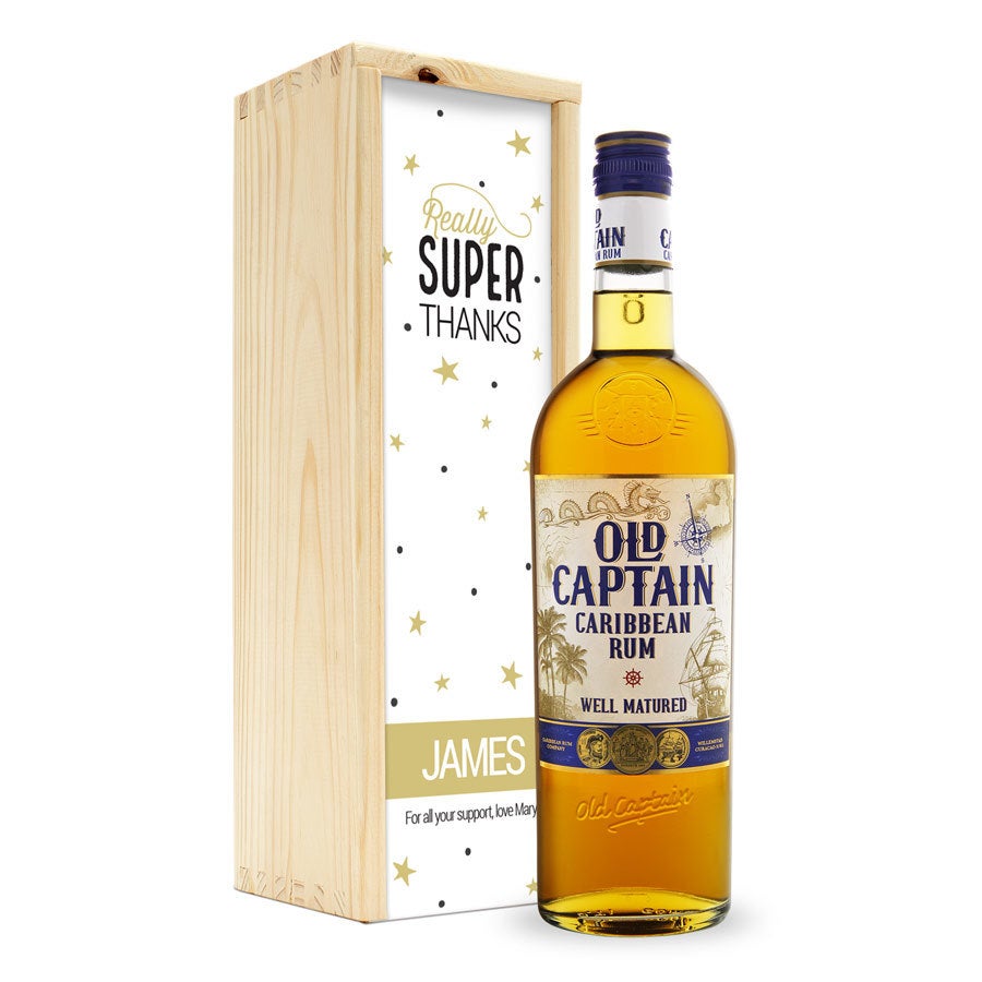 Rum v potištěné krabici - Old Captain (hnědý)