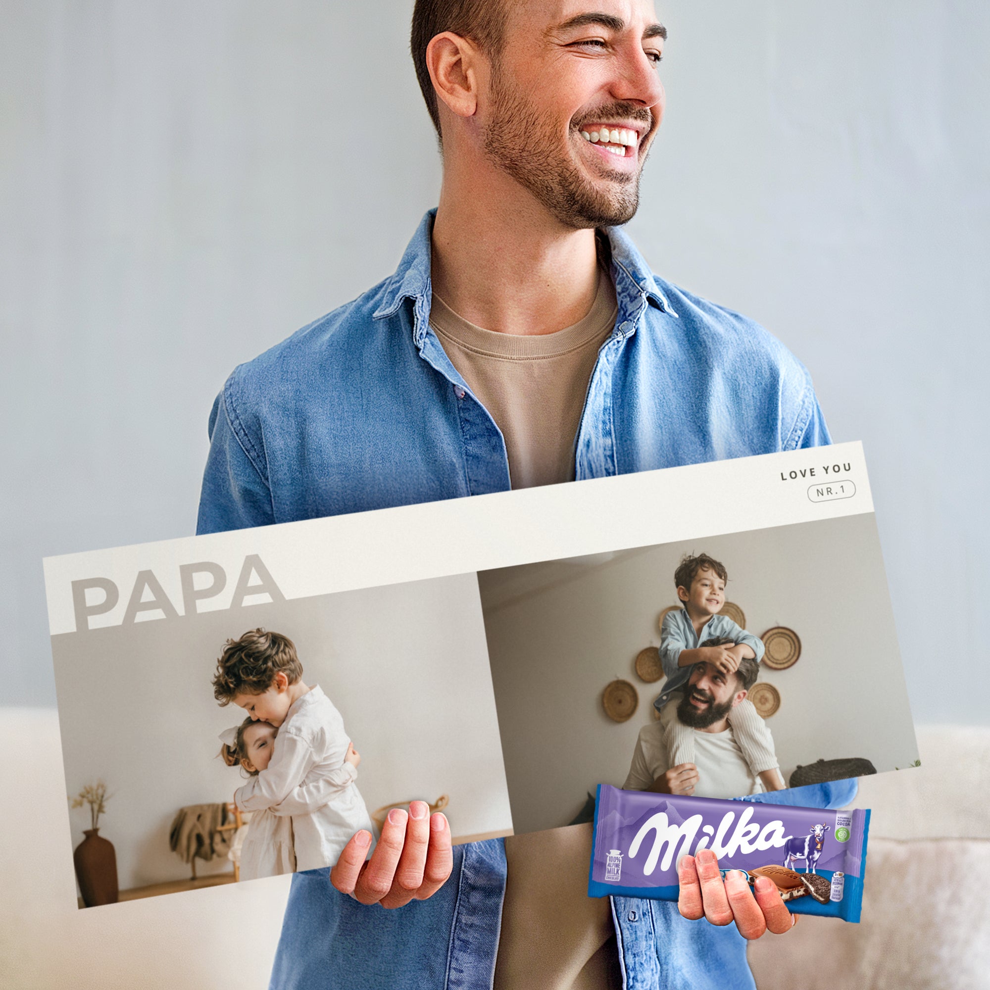 Mega chocoladereep met naam en foto bedrukken - Milka - 6 repen