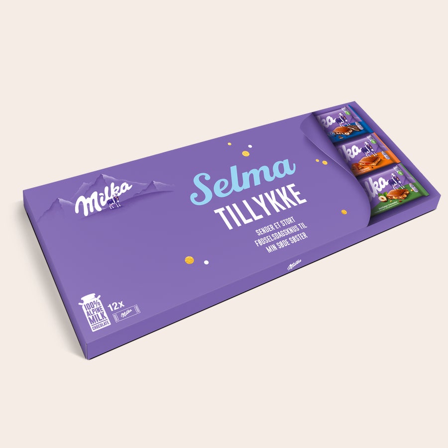 Personlig Mega Milka med navn og billede Personlig Mega Milka med navn og billede