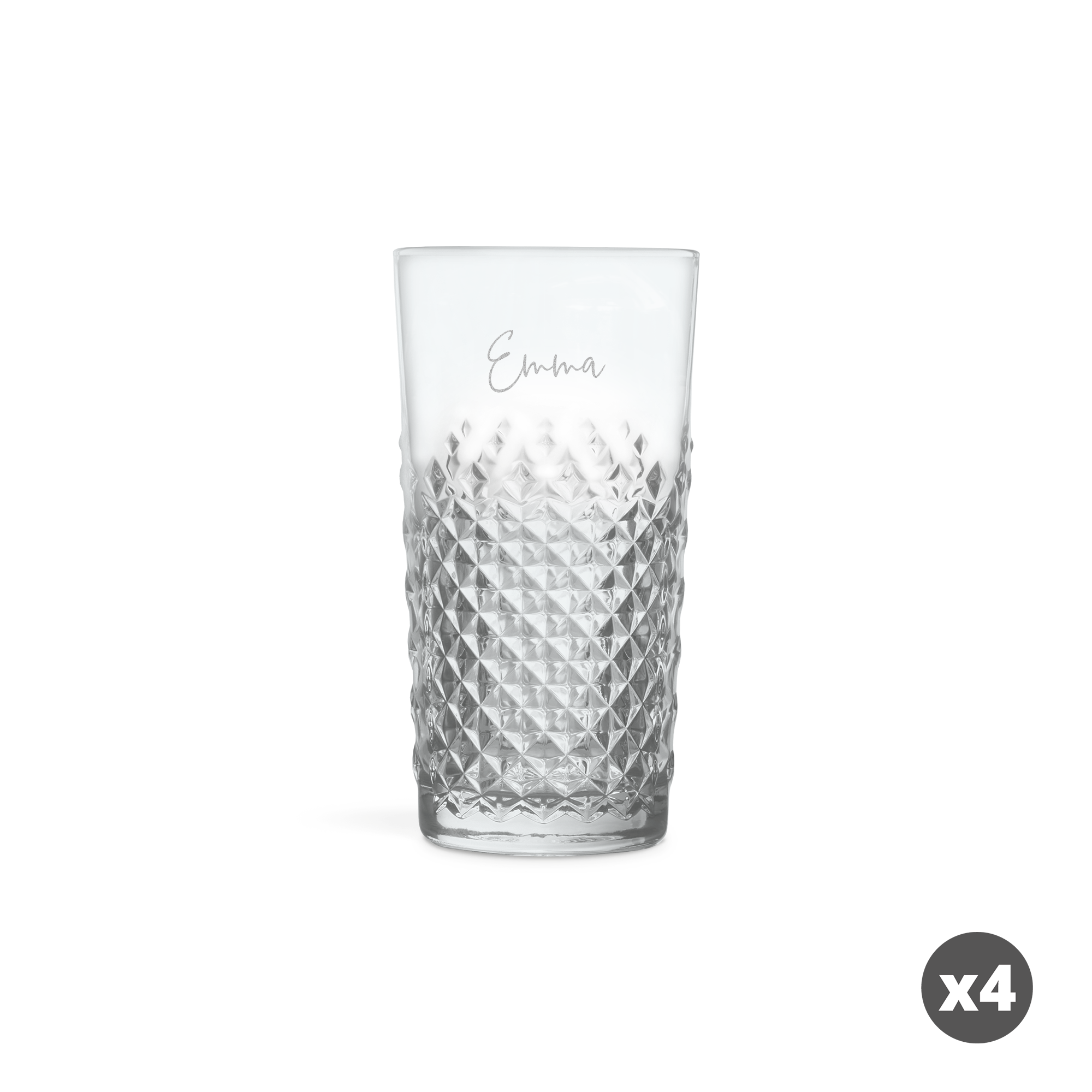 Gegraveerd cocktailglas met naam Emma in sierlijke letters, ideaal voor een mojito.